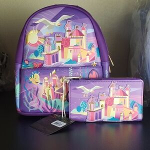 Loungefly Little Mermaid Ariel Castle Backpack and Wallet Set